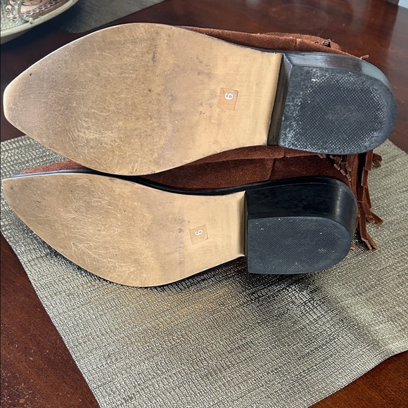 Shyanne Brown Suede Fringe Western Ankle Boots - Picture 7 of 9